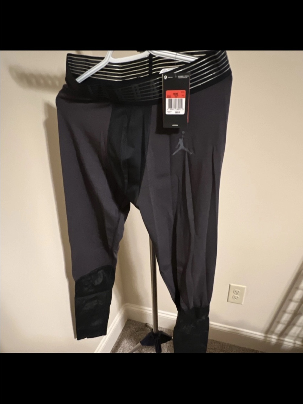 Jordan Black and Dark Gray compression with Striped Waistband